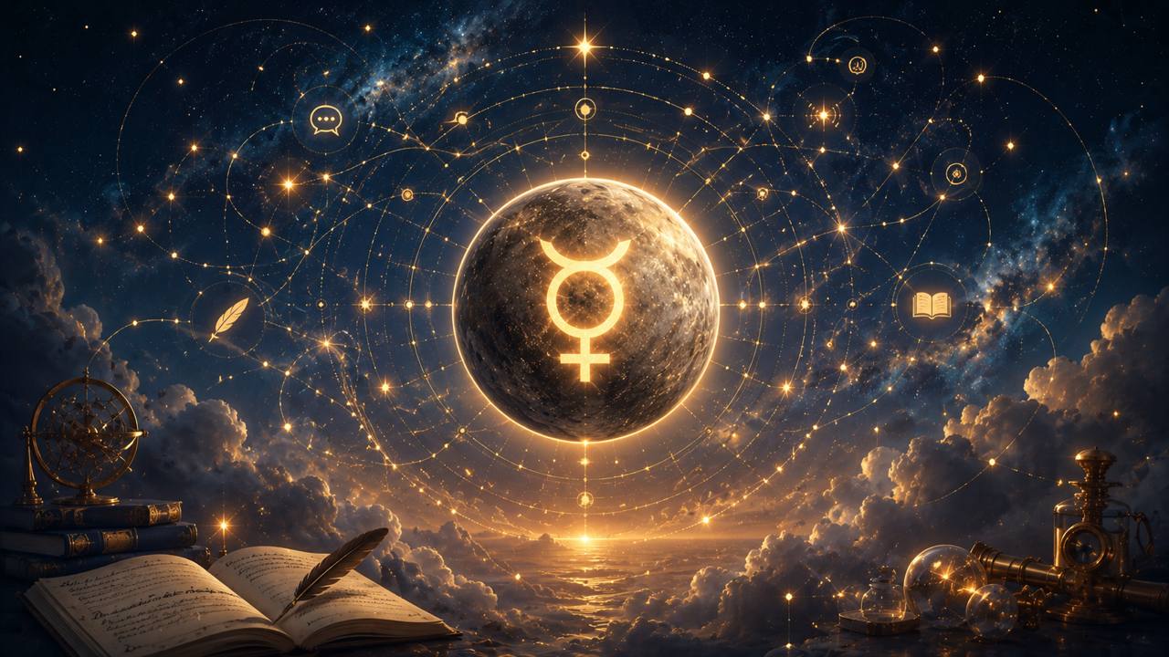 Illustration zum myStarBook Artikel: Merkur im Horoskop: Denken, Sprache und Wahrnehmung