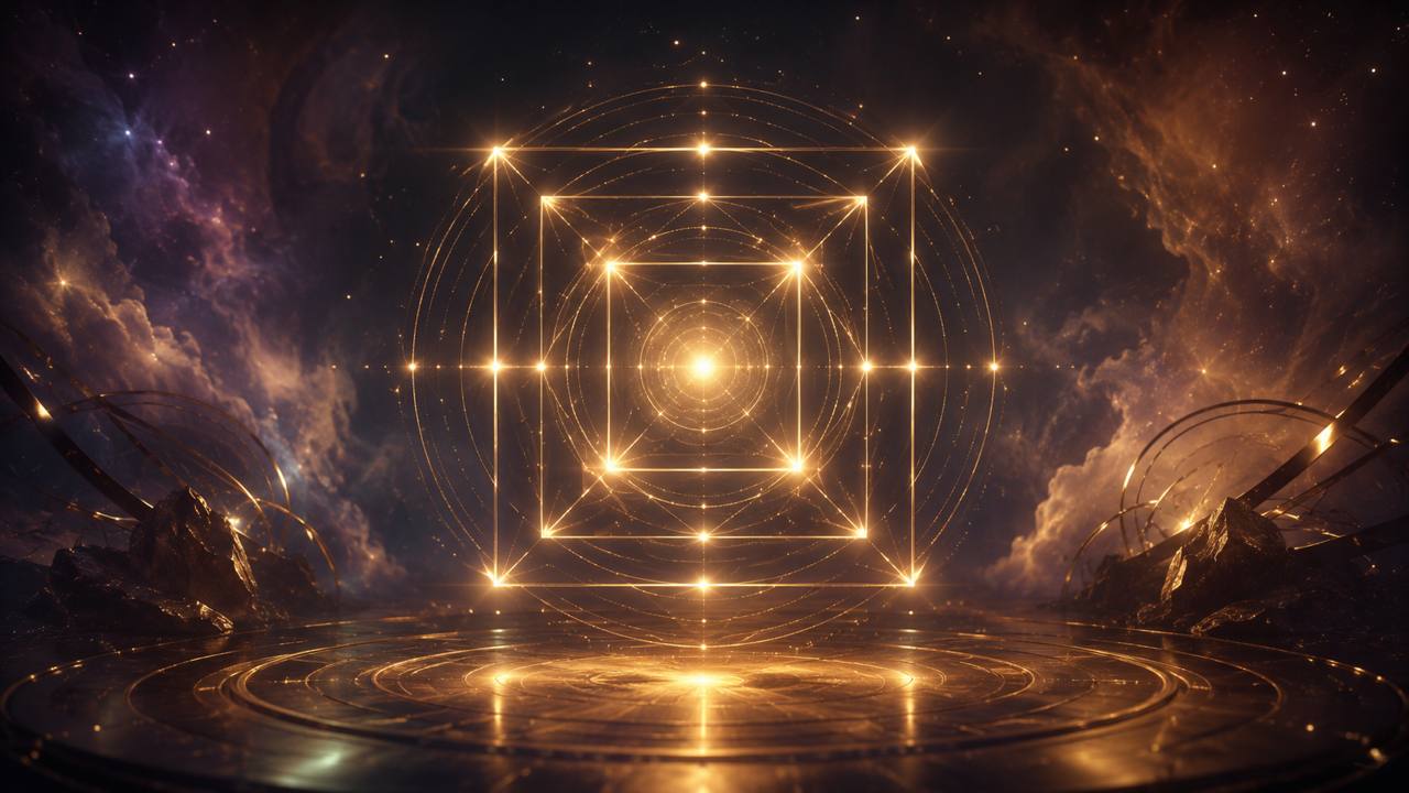 Kosmische Illustration zu Mehrfach-Quadrate im Geburtshoroskop: Wenn Spannung ein wiederkehrendes Motiv bildet