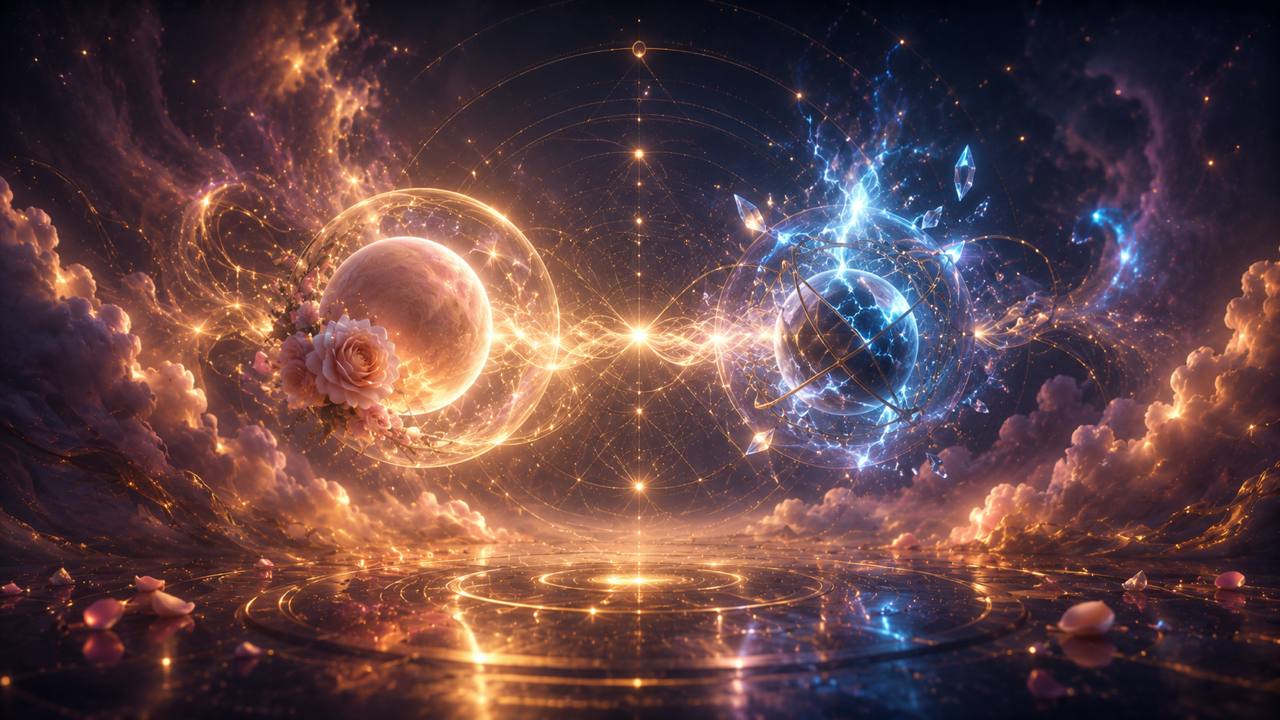 Kosmische Illustration zu Sonne-Saturn-Aspekte im Geburtshoroskop: Selbstvertrauen, Reife und innere Autorität