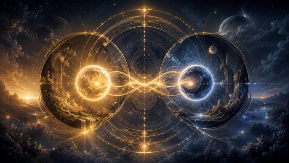 Kosmische Illustration zu Rezeption im Geburtshoroskop: Wenn Planeten einander verbinden
