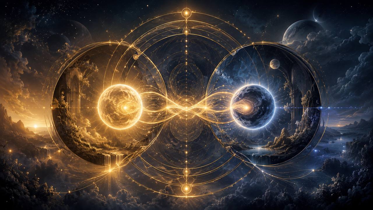 Kosmische Illustration zu Rezeption im Geburtshoroskop: Wenn Planeten einander verbinden