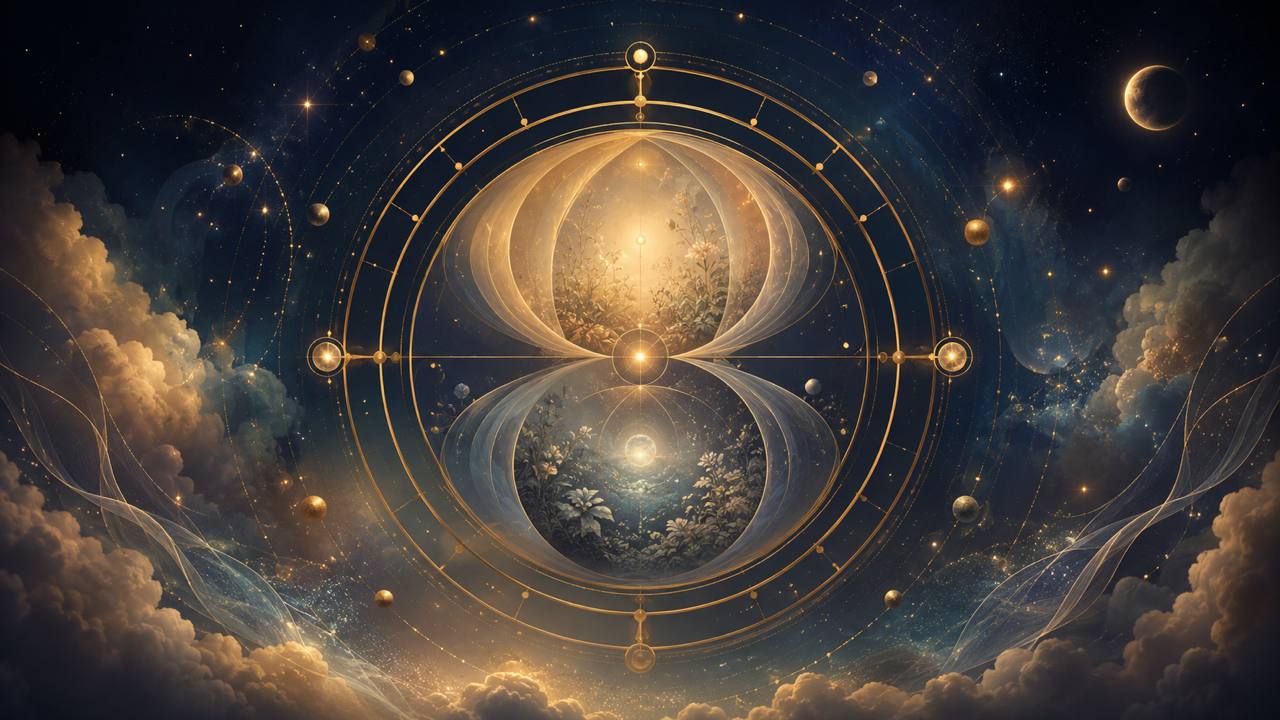 Kosmische Illustration zu Eingeschlossene Zeichen im Geburtshoroskop: Leise Themen behutsam verstehen